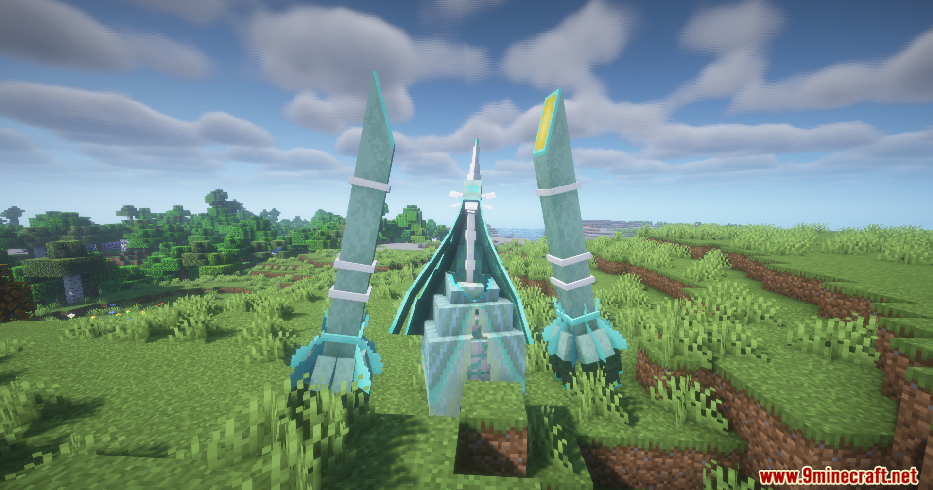Planeta Cobblemon Pokemon Data Pack (1.21.1, 1.20.1) – Summon Paradox Pokemon 2 The paradox pokémon iron crown in a minecraft plains biome