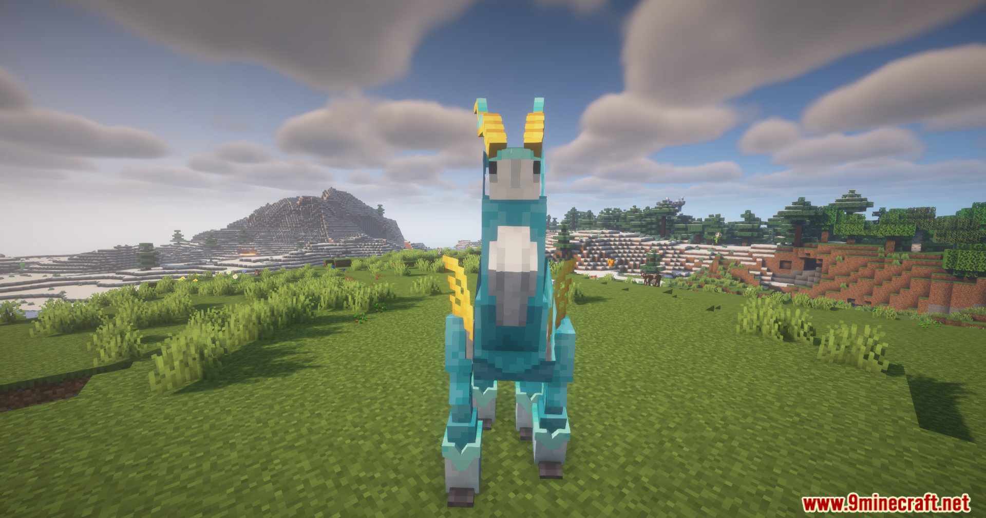Planeta Cobblemon Pokemon Data Pack (1.21.1, 1.20.1) – Summon Paradox Pokemon 5 Front view of the iron crown pokémon in a grassy field