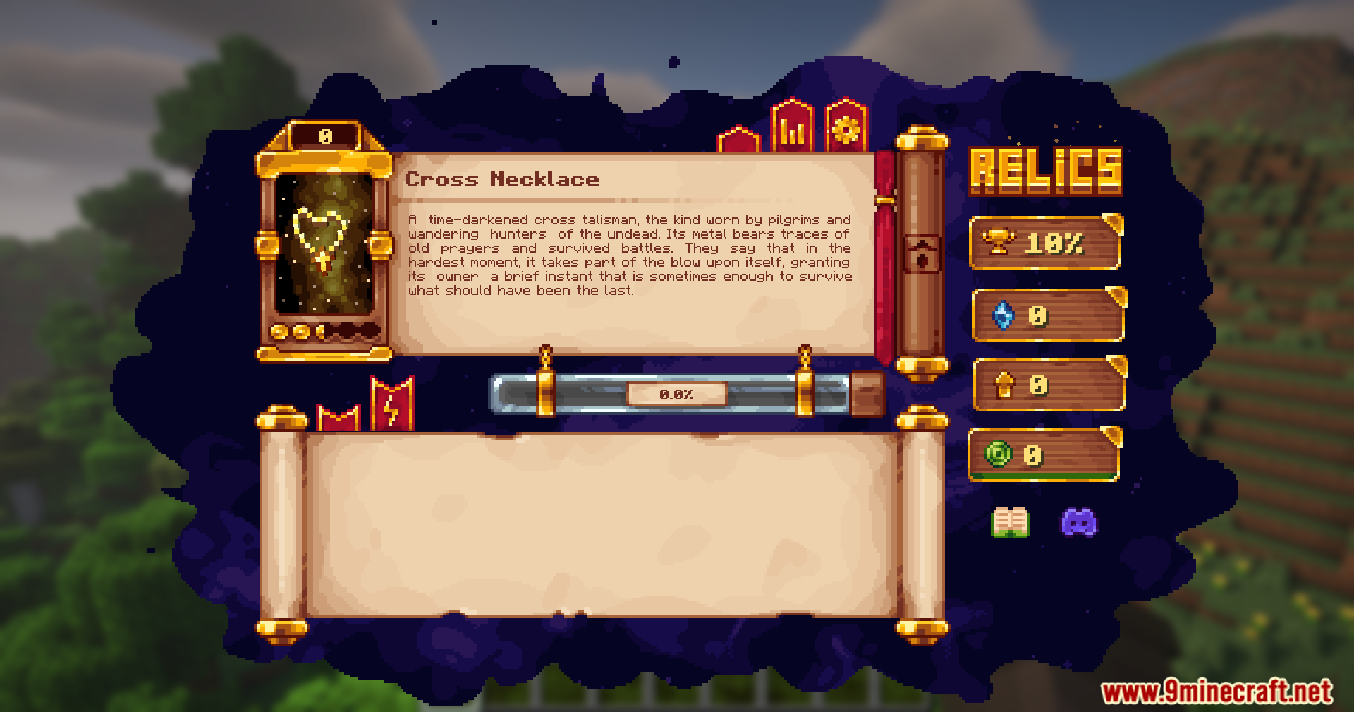 Reliquified Artifacts Mod (1.21.1, 1.20.1) – Level Up Your Favorite Artifacts 12 A cross necklace relic with its lore and description