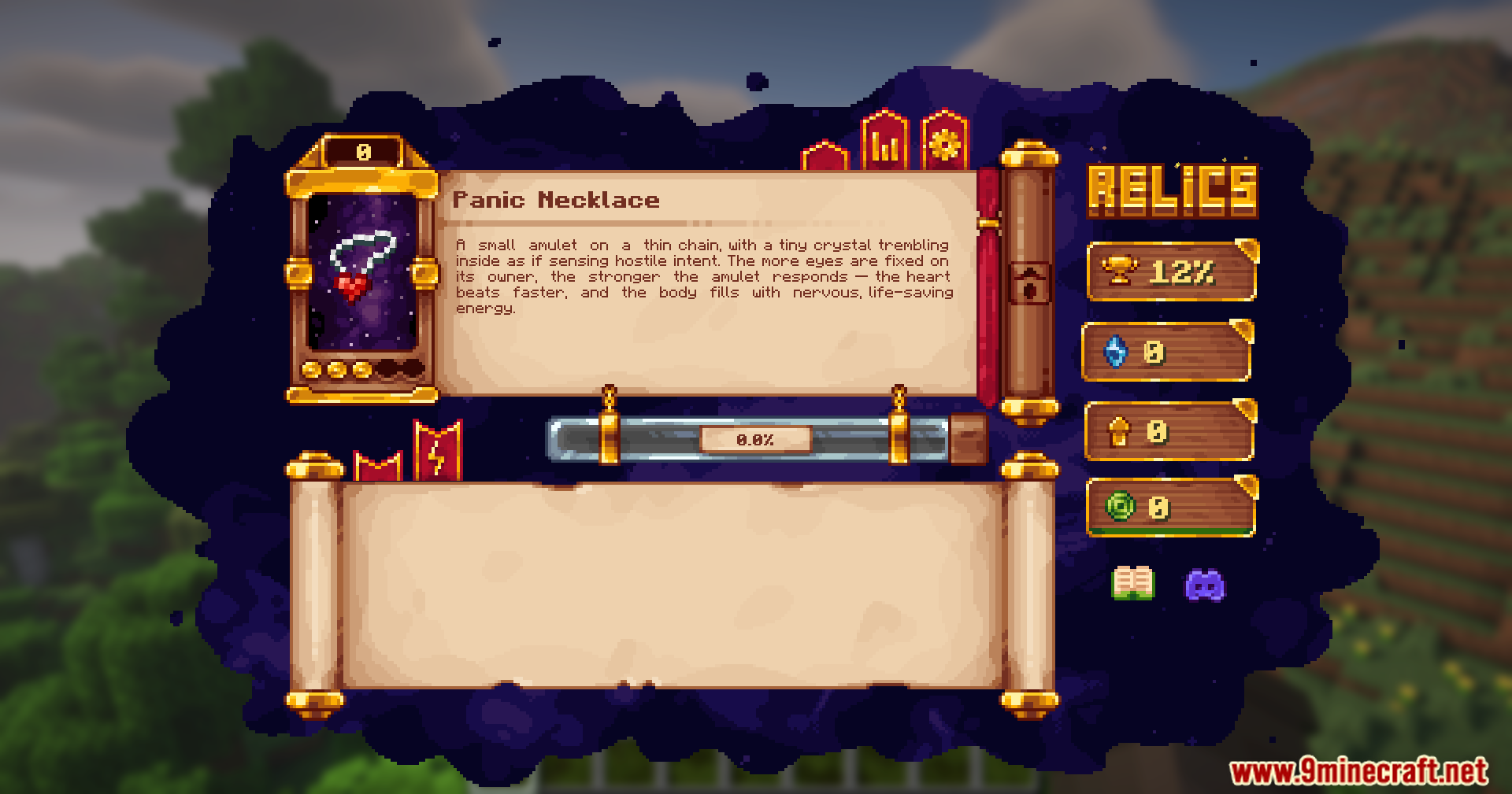 Reliquified Artifacts Mod (1.21.1, 1.20.1) – Level Up Your Favorite Artifacts 13 The panic necklace relic ui showing its special ability