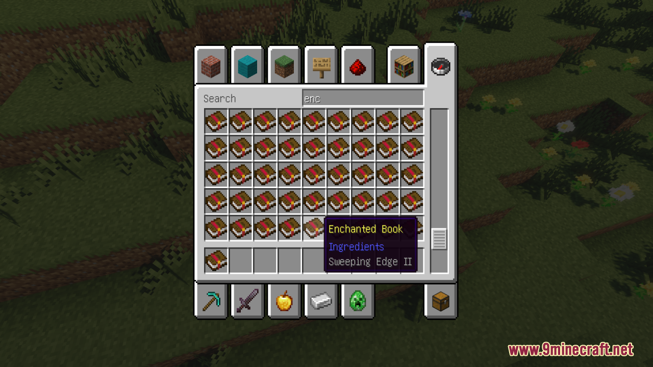 Remove Enchant Glint Resource Pack (1.21.11, 1.21.1) – True Vanilla Colors 11 Sweeping edge ii enchanted book in the creative inventory