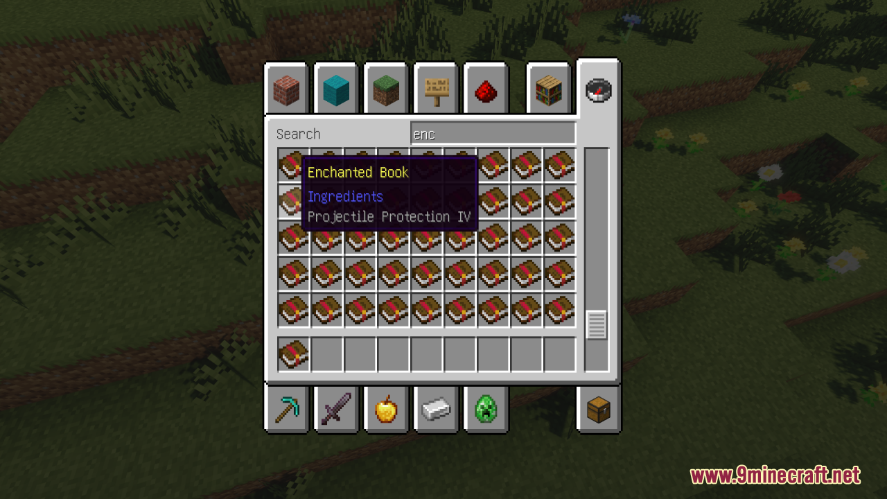 Remove Enchant Glint Resource Pack (1.21.11, 1.21.1) – True Vanilla Colors 12 Projectile protection iv enchanted book in the creative menu