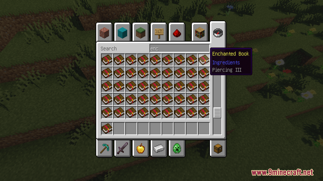 Remove Enchant Glint Resource Pack (1.21.11, 1.21.1) – True Vanilla Colors 16 Piercing iii book displayed clearly without the purple glow