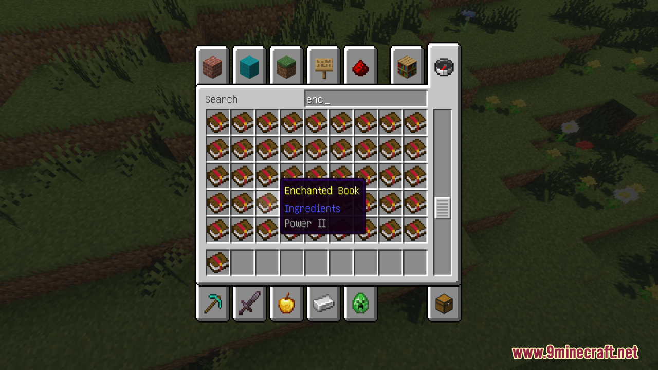 Remove Enchant Glint Resource Pack (1.21.11, 1.21.1) – True Vanilla Colors 9 The inventory shows a power ii book without enchantment glow