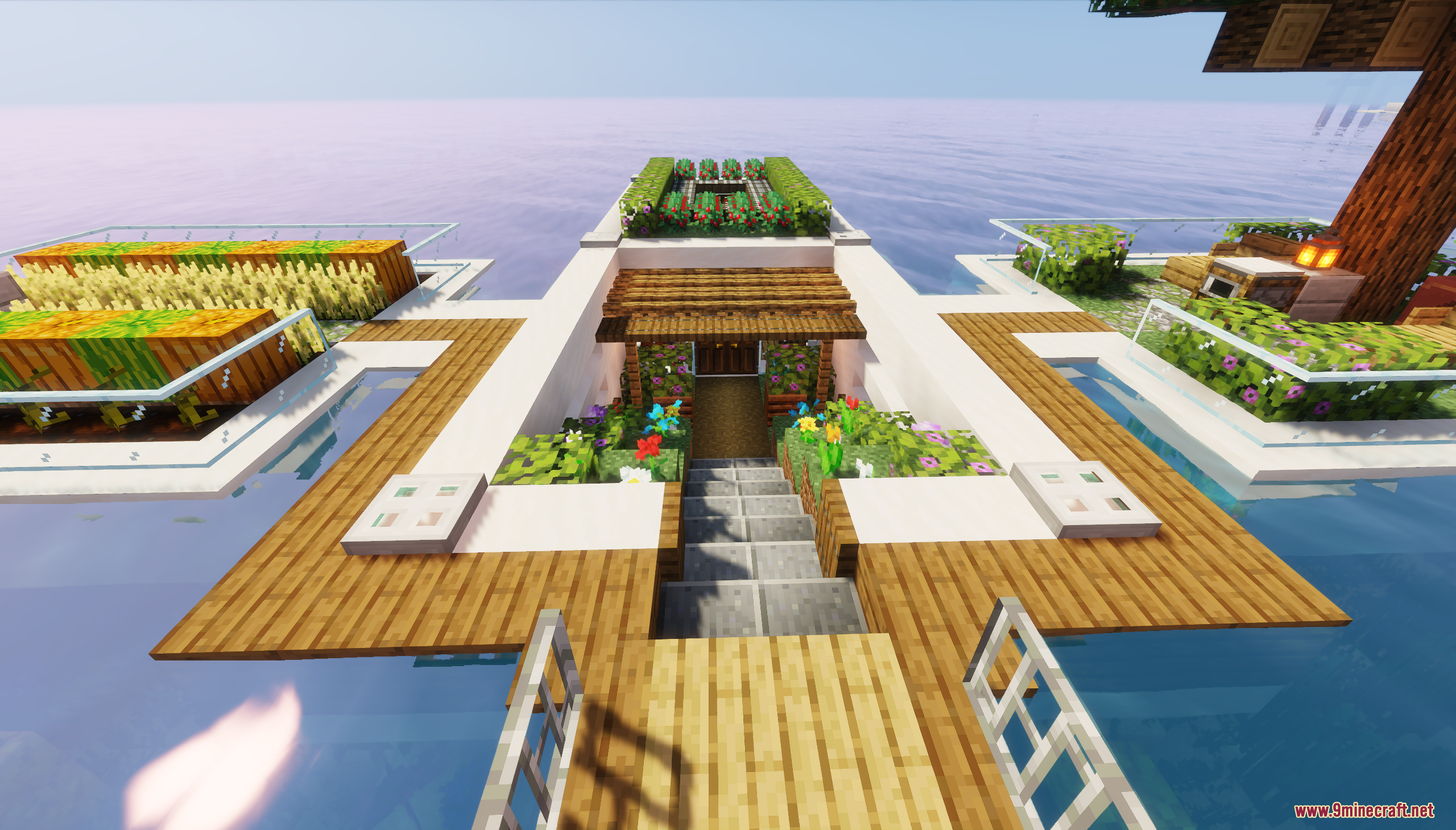 Small Underwater Base Map (26.1.2, 1.20.1) – Start Your Ocean Life 6 Entrance to a modern floating base with small farms