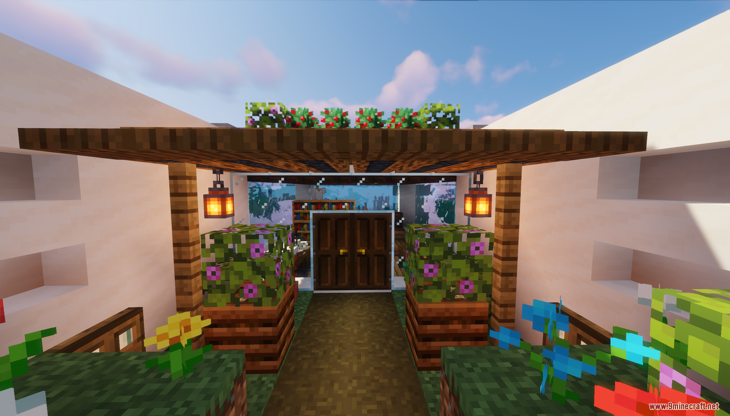 Small Underwater Base Map (26.1.2, 1.20.1) – Start Your Ocean Life 7 A decorated entrance with glass walls and double doors