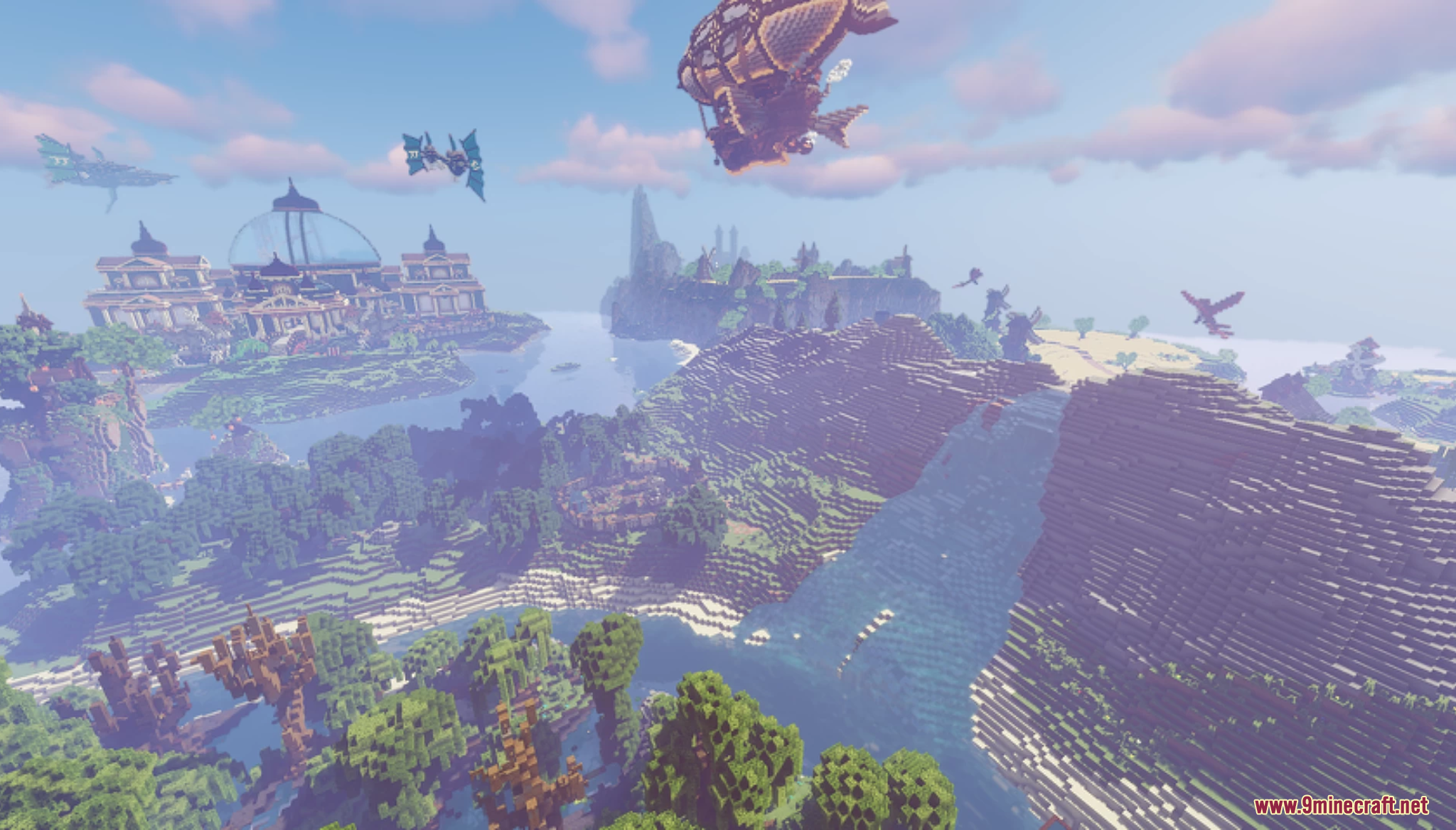 Stoneville Farmcraft City Map (26.1.2, 1.20.1) – A Fantasy World 8 A vast fantasy city with airships flying overhead