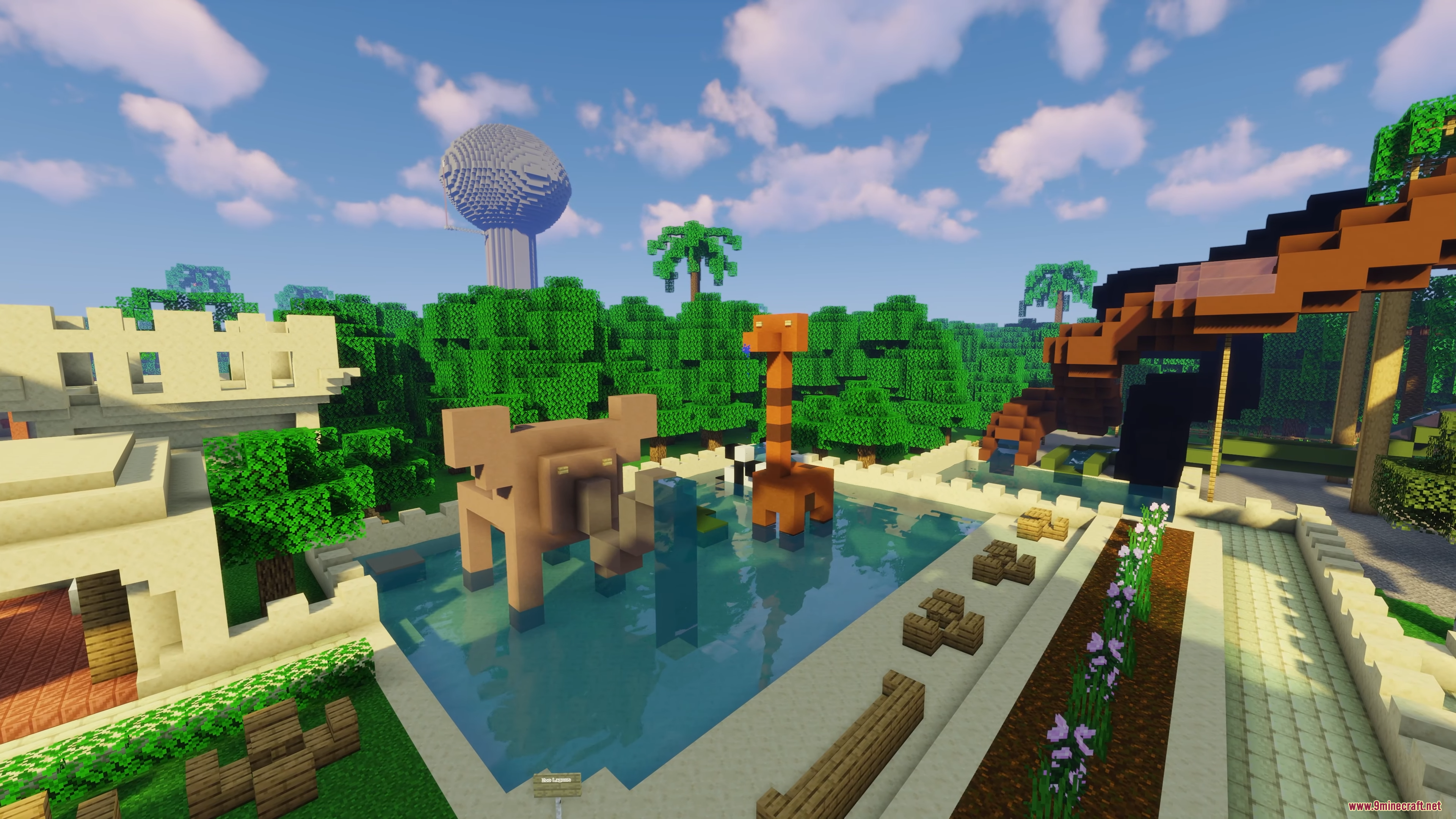 Water Park Hunt Map (26.1.2, 1.20.1) – A Frantic Race 5 A water park pool with large animal statues