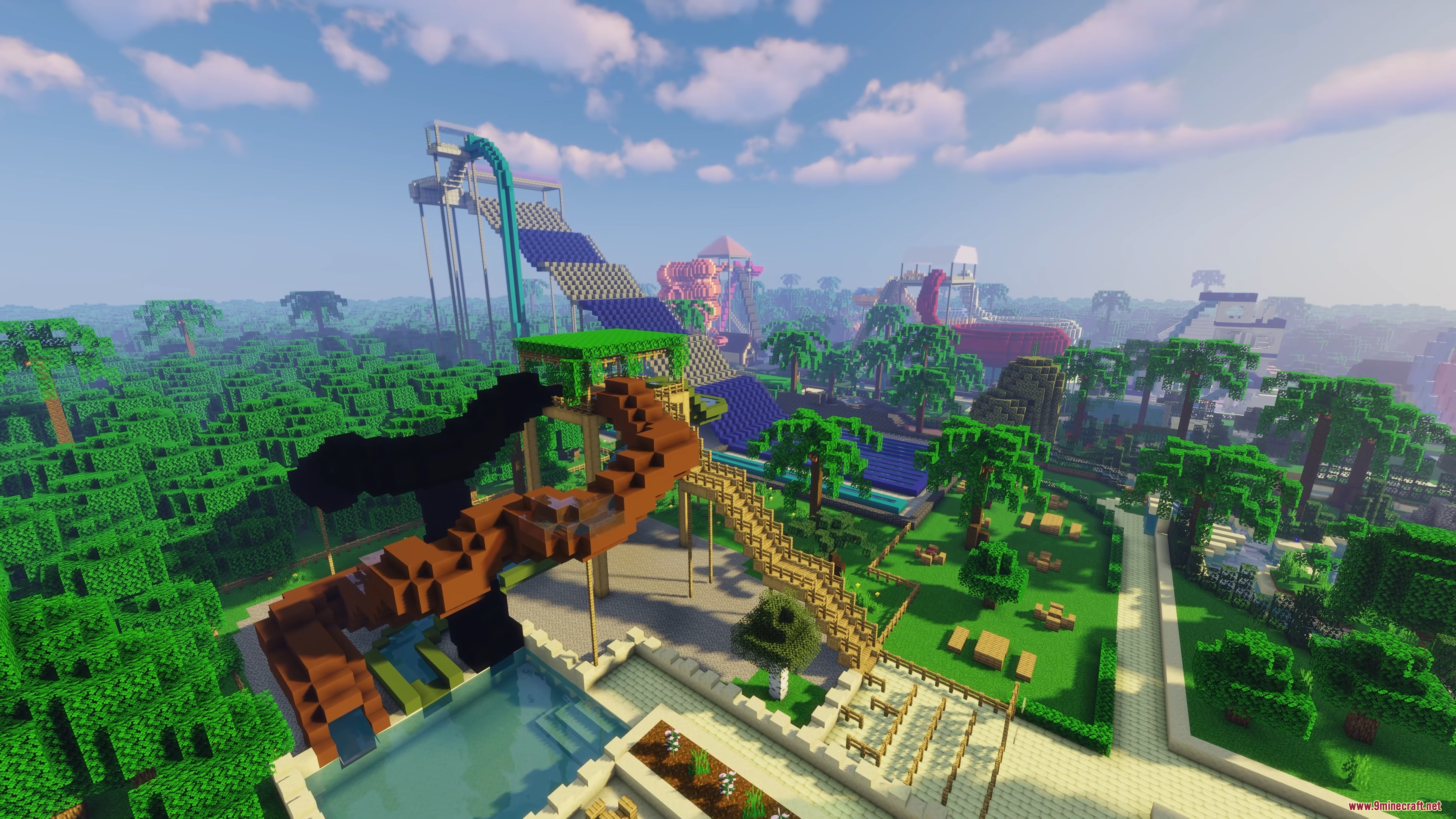 Water Park Hunt Map (26.1.2, 1.20.1) – A Frantic Race 7 A winding brown water slide next to a swimming pool