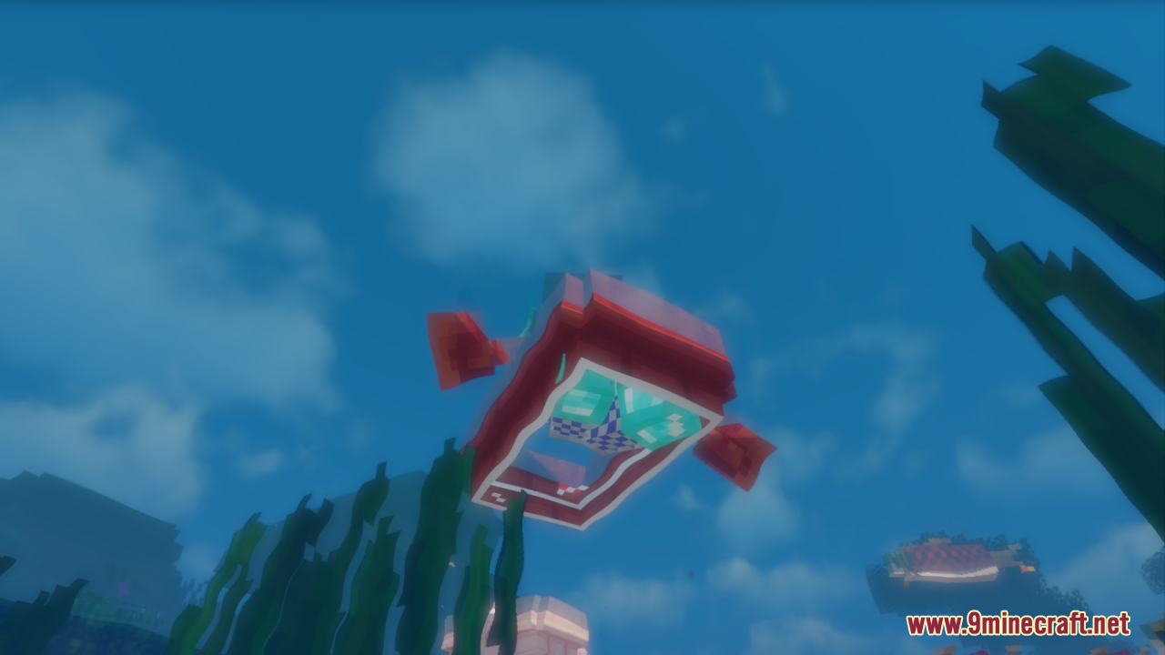 Underwater view of the boat with a transparent bottom