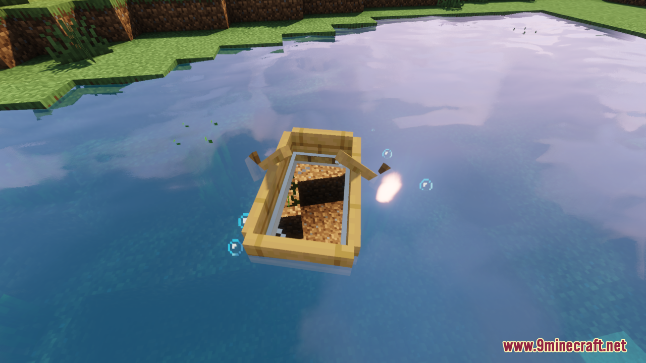 The see-through boat reveals the dark ocean floor below