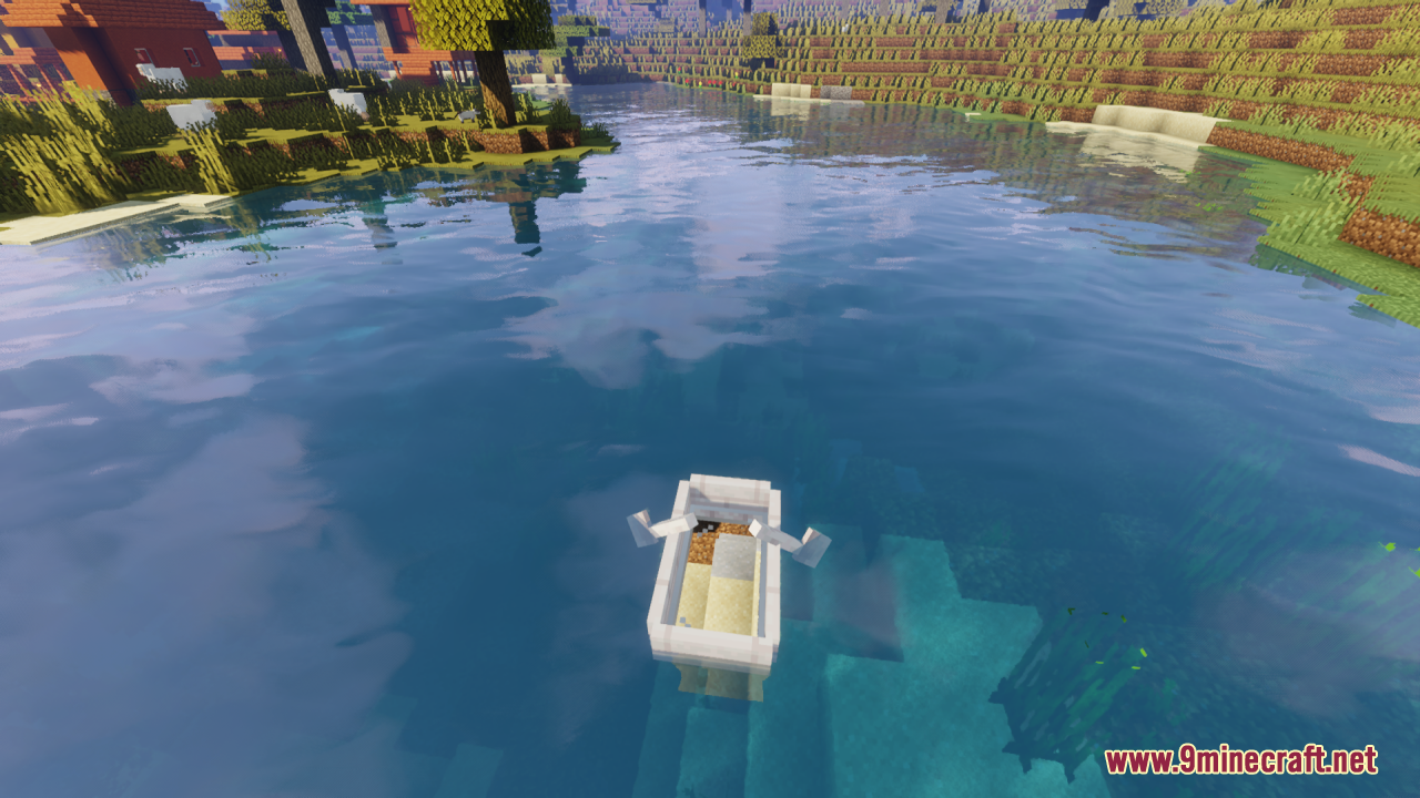 Sailing a birch boat with a transparent floor on water