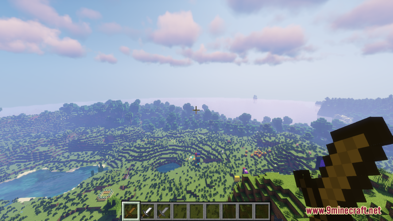 First person view of a short wooden sword from the sharp short swords pack
