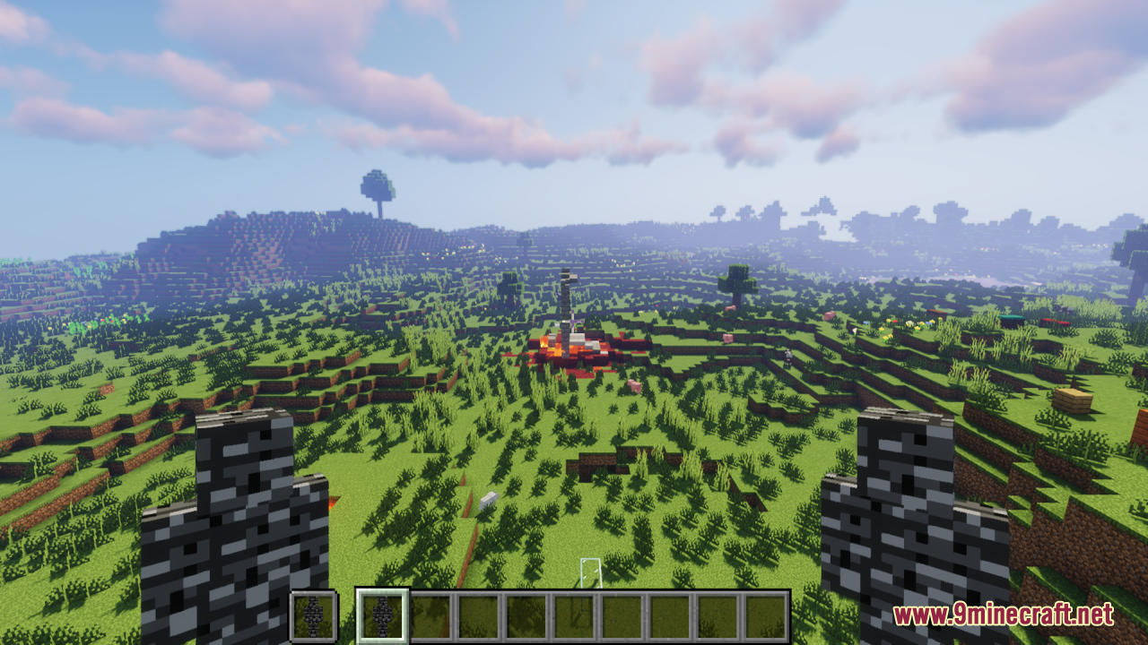 Skin Totem 3D Edition Resource Pack (1.21.11, 1.20.1) – Creating Your Own Mini Version 3 Wide view of a minecraft world with two custom 3d skin totems