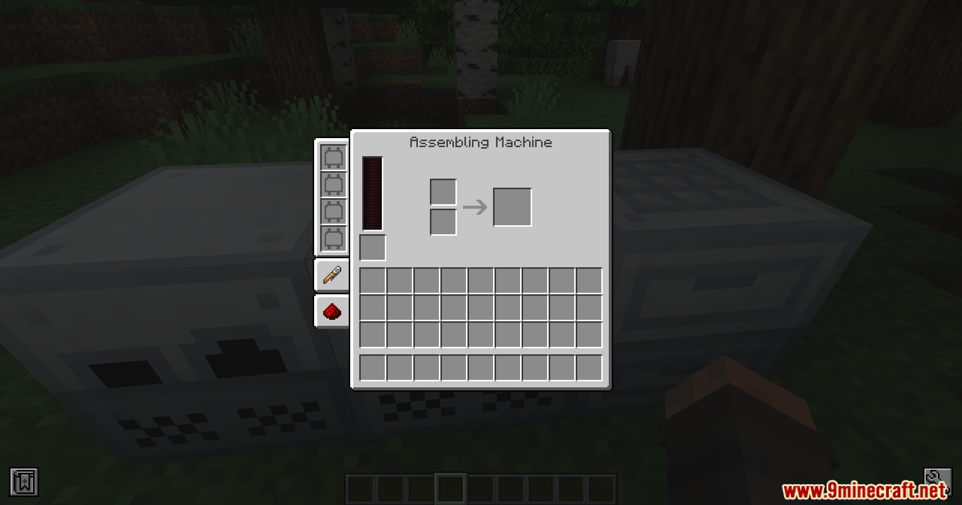Tech Reborn Mod (26.1.2, 1.20.1) – Build Advanced Factories To Automate 6 The assembling machine interface from tech reborn showing input and output slots