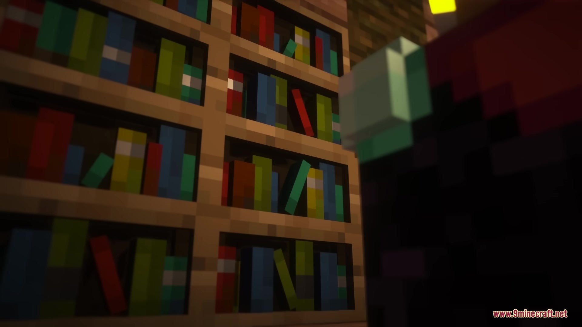 3 D Models Ulti Craft Sandalone Resource Pack (26.2, 1.20.1) 6 Detailed 3d bookshelves with colorful books of varying depths in a library