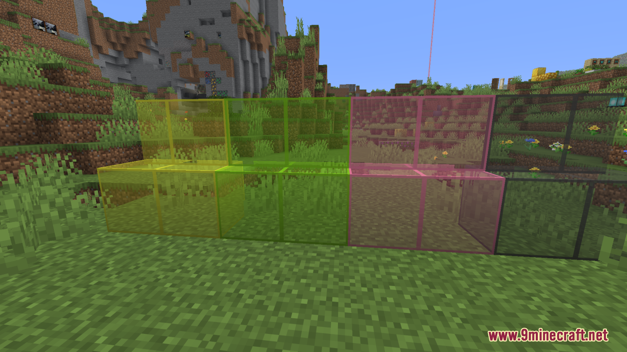 Better Clearer Glass Resource Pack (26.2, 1.21.1) – Crisp Streak-Free Windows 3 Various colored stained glass blocks showing clear centers and thin outlines