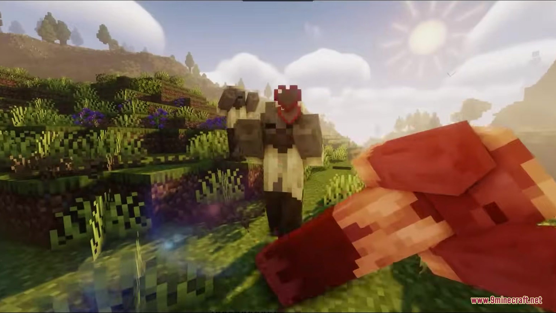 First person view showcasing the square crosshair from crosshair cube resource pack