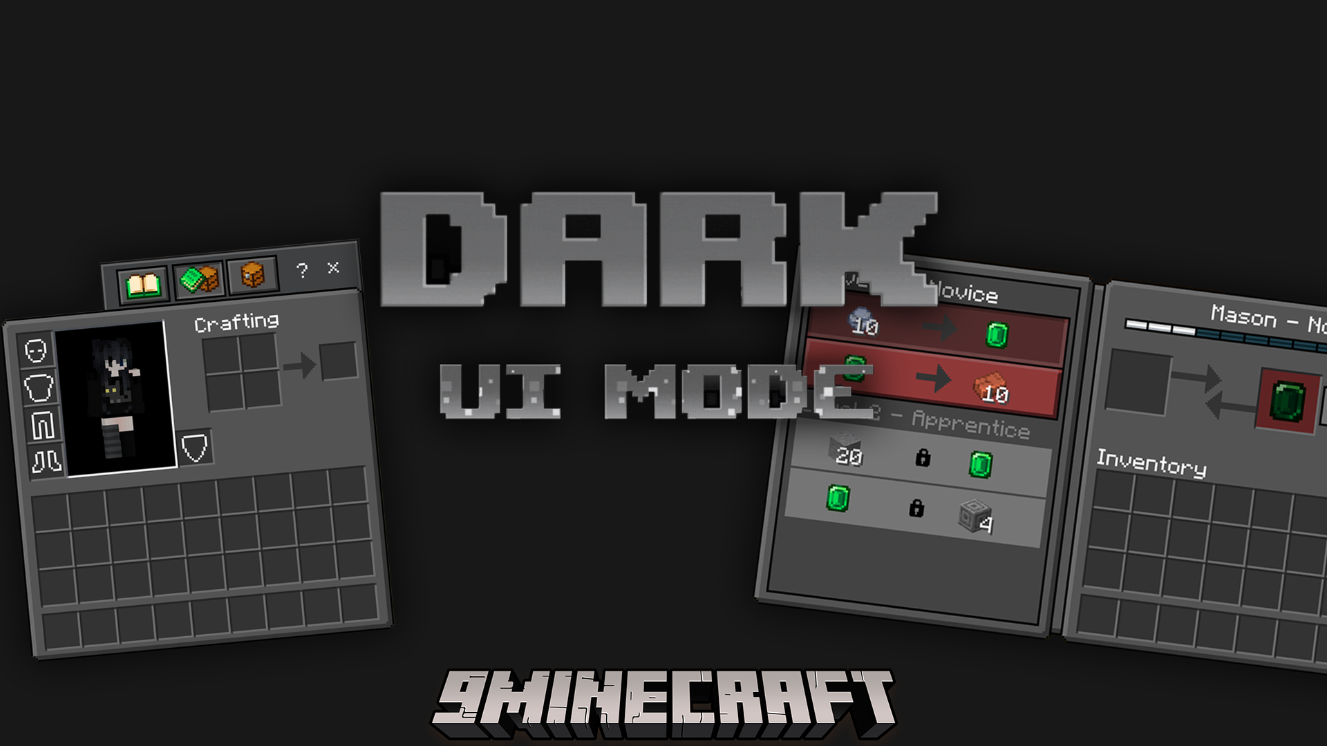 Dark UI Mode Texture Pack (26.x, 1.21) – Friendly Dark Theme For All Game Menus