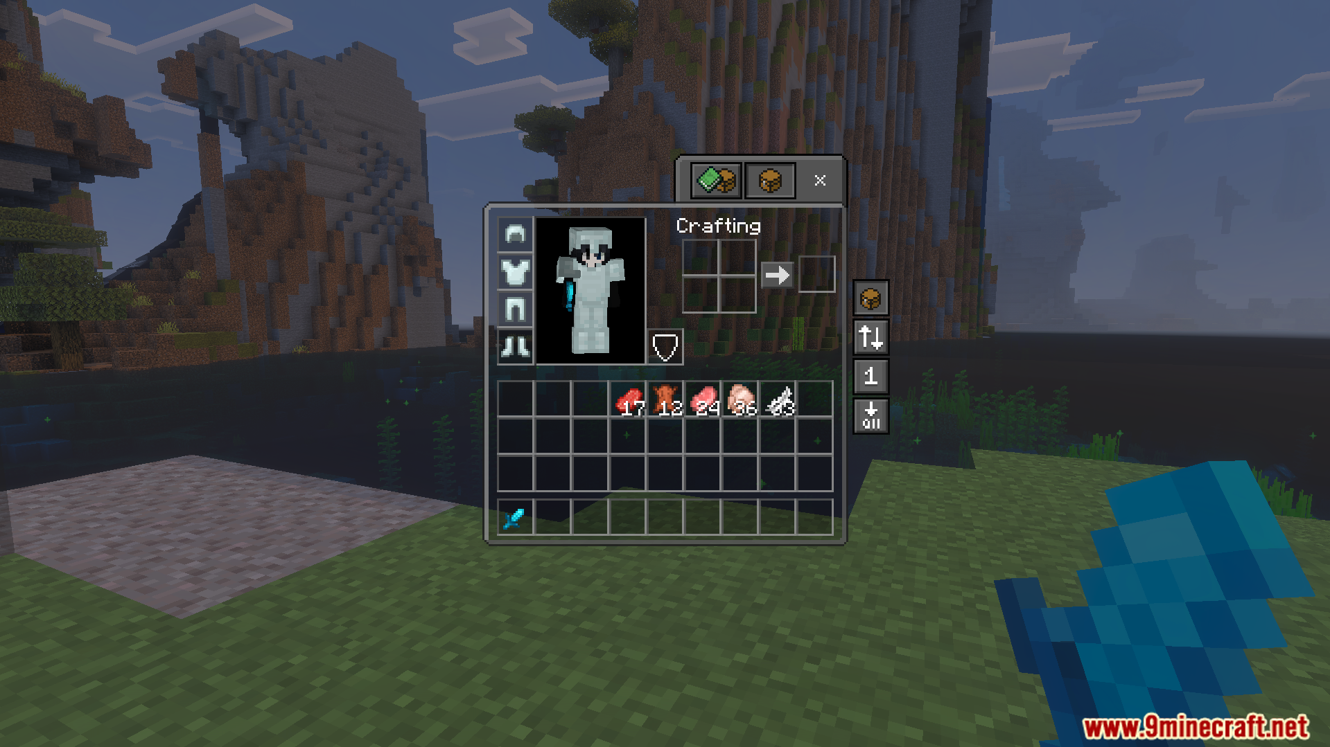 Enhanced 16X Texture Pack (26.X) – Boost Fps With Shorter Swords And A Dark Ui 11 Dark and clear inventory interface showing various food items and a short sword