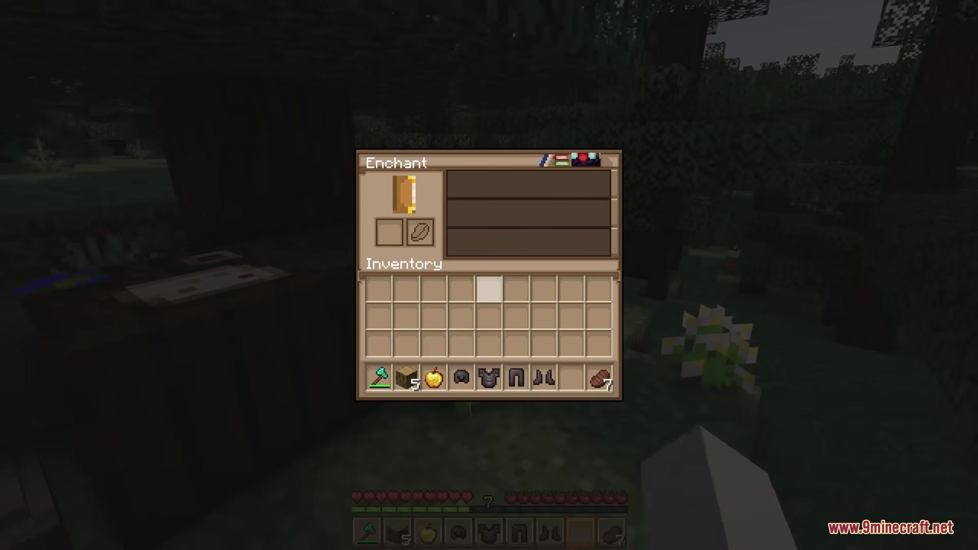 Farmer Gui By Matik Resource Pack (1.21.11, 1.20.1) – Cozy Golden Wheat Menus 7 An enchantment table interface redesigned with a warm golden wheat farming theme