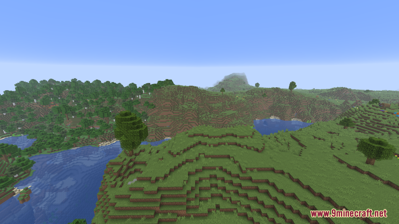 Gamma Boost Resource Pack (1.21.11, 1.21.1) – Brighter Nights And Clearer Caves 13 A scenic view of a river flowing between lush green hills and trees