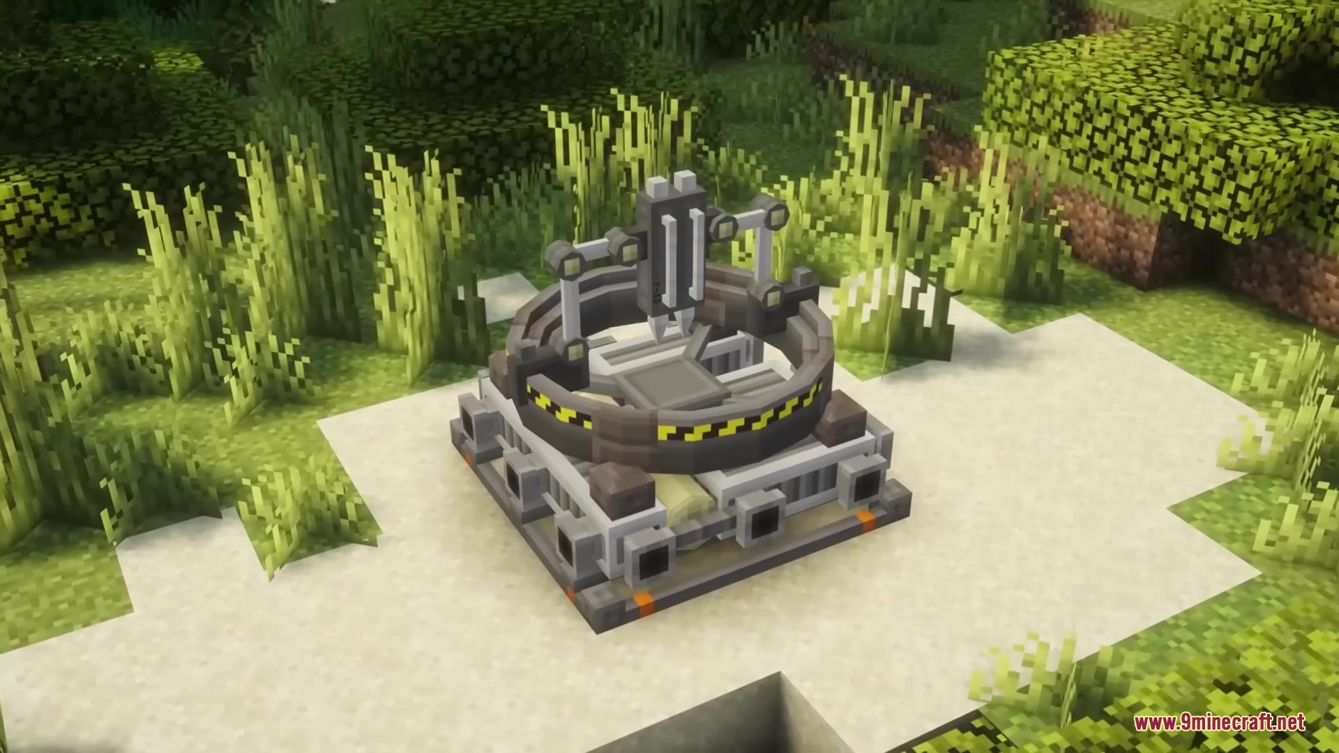 Hbm Ntm Rebirth Mod (1.20.1) – Build Nuclear Reactors And Detonate Massive Bombs 14 An advanced industrial machine with hazard stripes from the hbm ntm rebirth mod