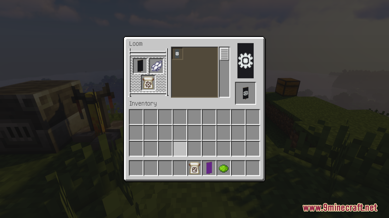 Hd Shield Resource Pack (26.1.2, 1.20.1) – Crystal Clear Custom Shield Banners 15 The loom interface showing a black banner with a white flower pattern