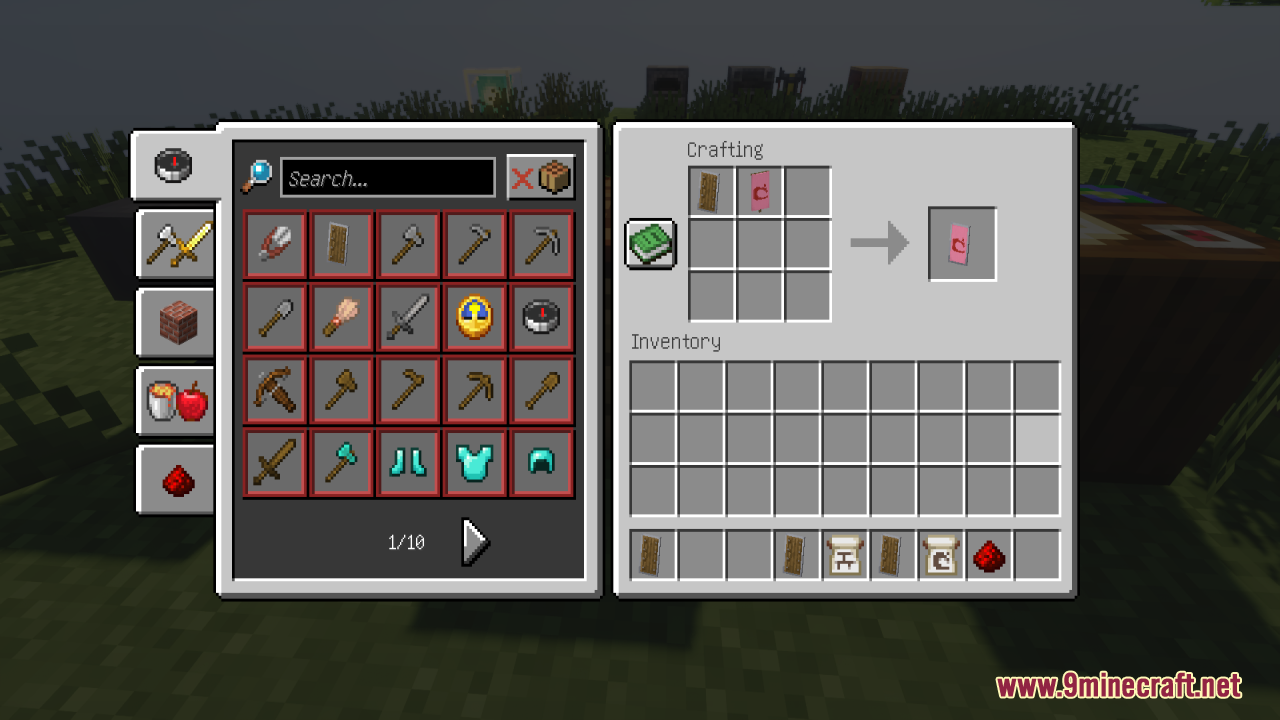 Hd Shield Resource Pack (26.1.2, 1.20.1) – Crystal Clear Custom Shield Banners 6 Combining a shield and a pink banner in the minecraft crafting interface