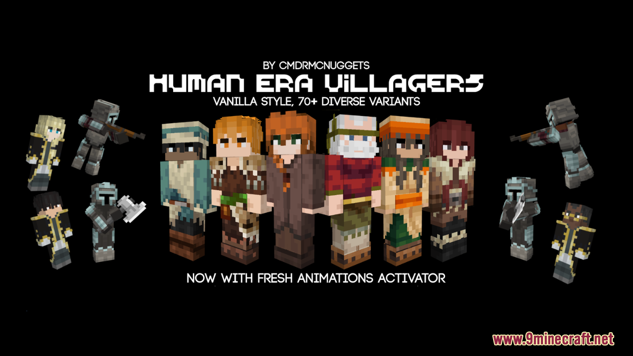 Human Era: Villagers & Illagers X Fresh Animations Resource Pack (26.2, 1.20.1) – Texture Pack
