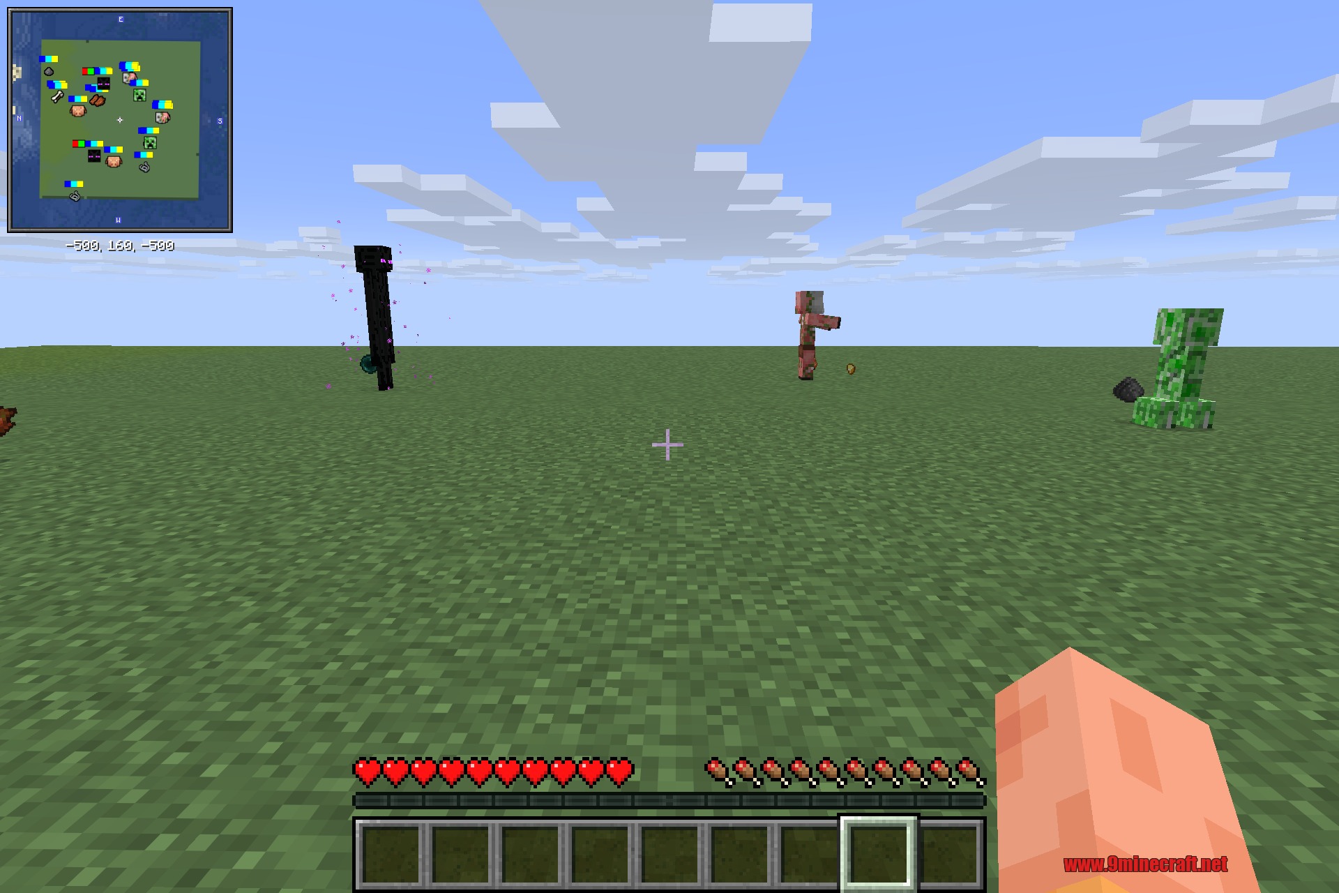 Icon Xaero’s 9Minecraft Resource Pack (26.2) – Detailed Minimap Mob Sprites 2 Enderman, zombified piglin, and creeper shown as custom icons on the xaero's minimap