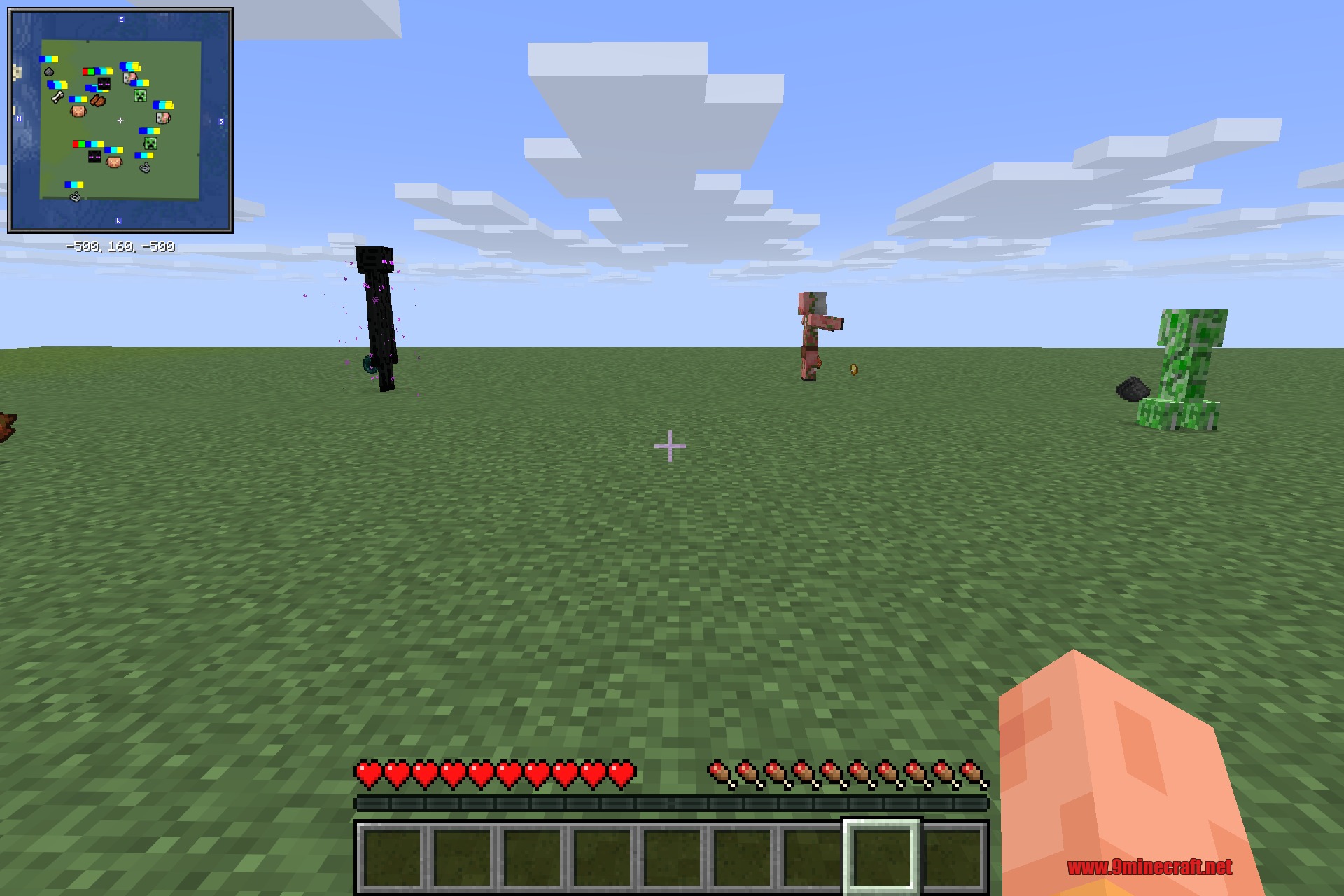 Icon Xaero’s 9Minecraft Resource Pack (26.2) – Detailed Minimap Mob Sprites 5 Another angle with vanilla mobs and their matching radar icons on the minimap