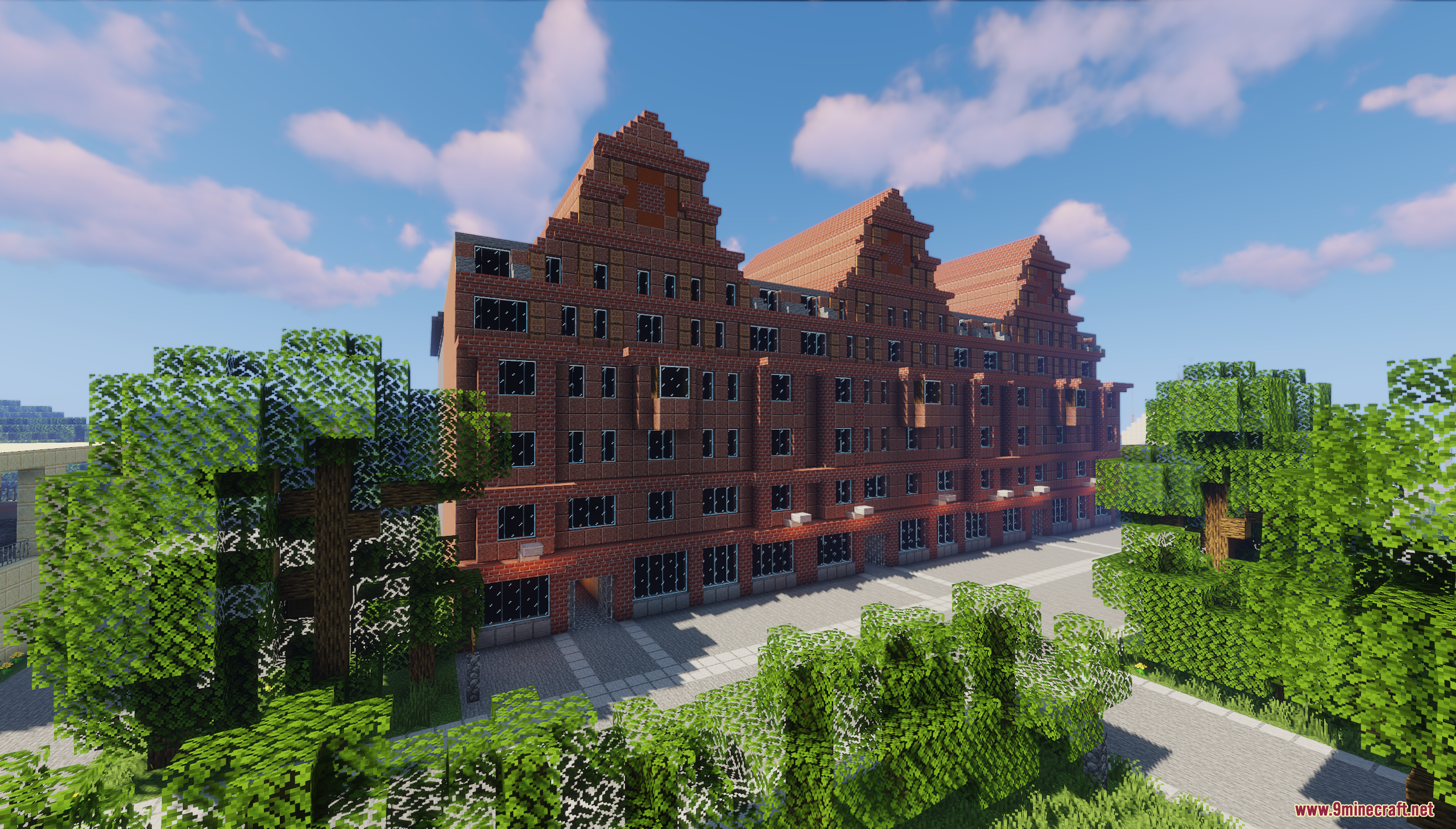 Jaworowiec City 1988 Map (26.2, 1.20.1) – Eastern European Town 4 A large red brick apartment building with gabled roofs in jaworowiec city