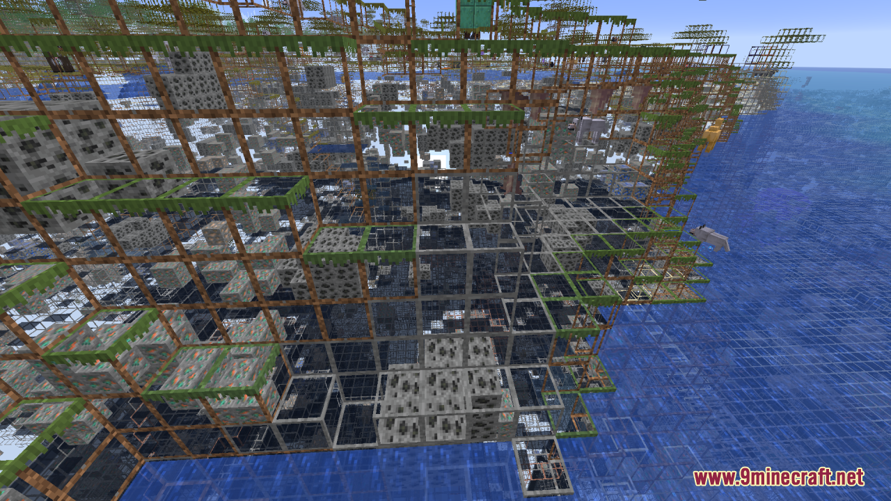 Mahi’s X-Ray Resource Pack (26.2, 1.20.1) – Clear Wireframe Outlines 5 Transparent ground outlines showing coal and copper ores deep beneath the surface