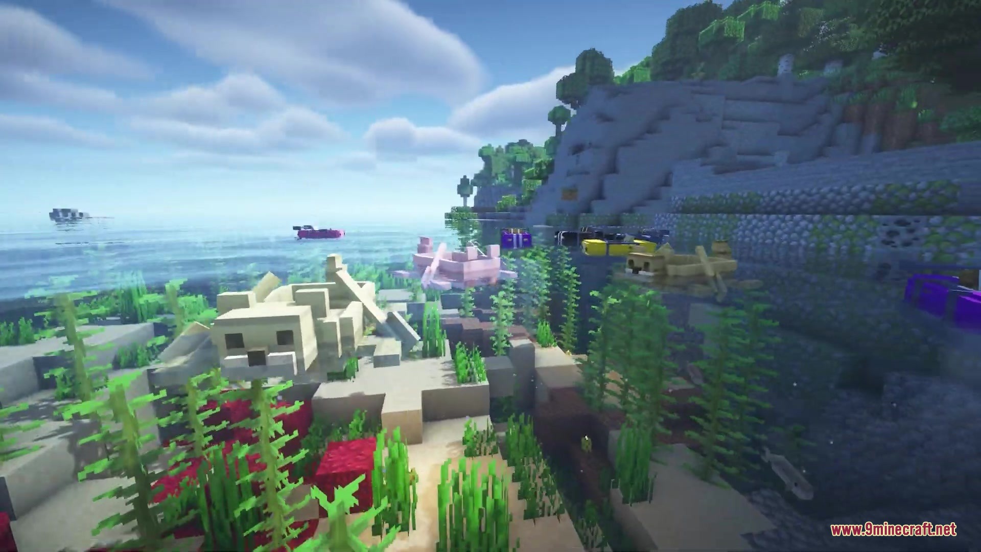 The otterboat resource pack replaces standard wooden boats with cute swimming otter models