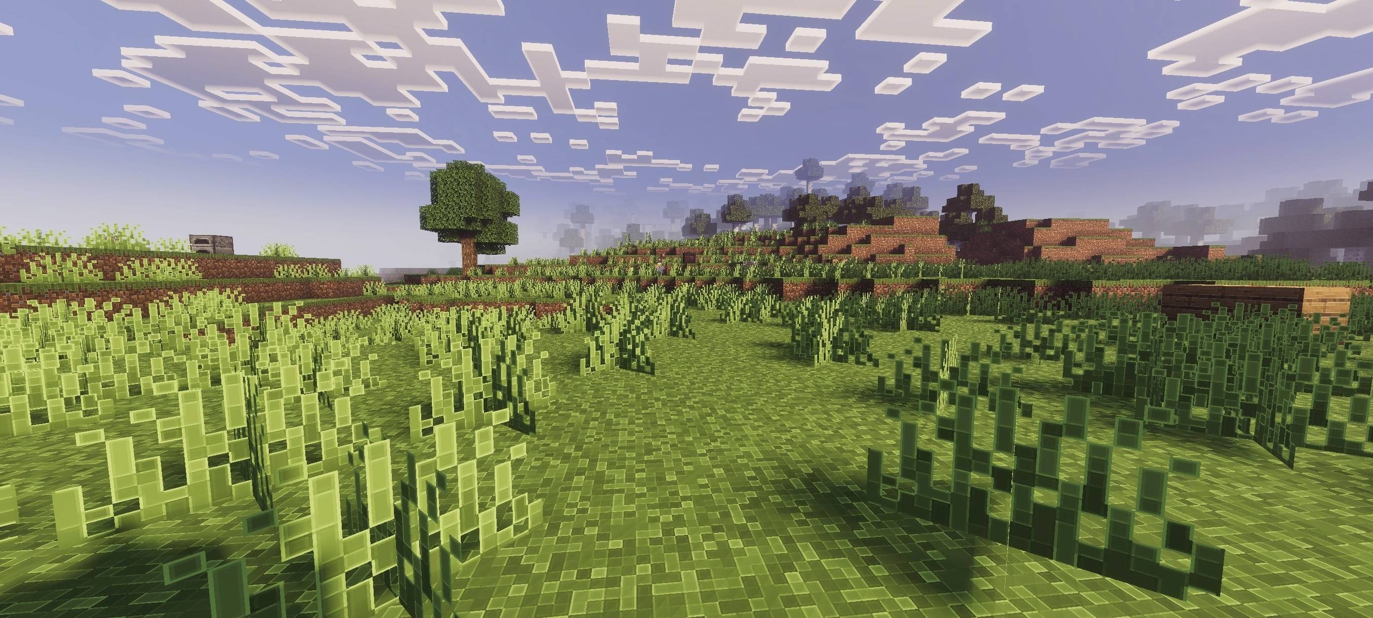 Outline Shader (26.X) – Sharp Stylized Graphics 3 Wide landscape view of grass trees and clouds with crisp outlines