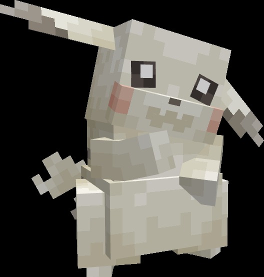 Pokopia Cosmetic Forms Data Pack (1.21.1) – Give Items To Pokemon 3 Detailed view of the white peakychu model with grey markings and red cheeks