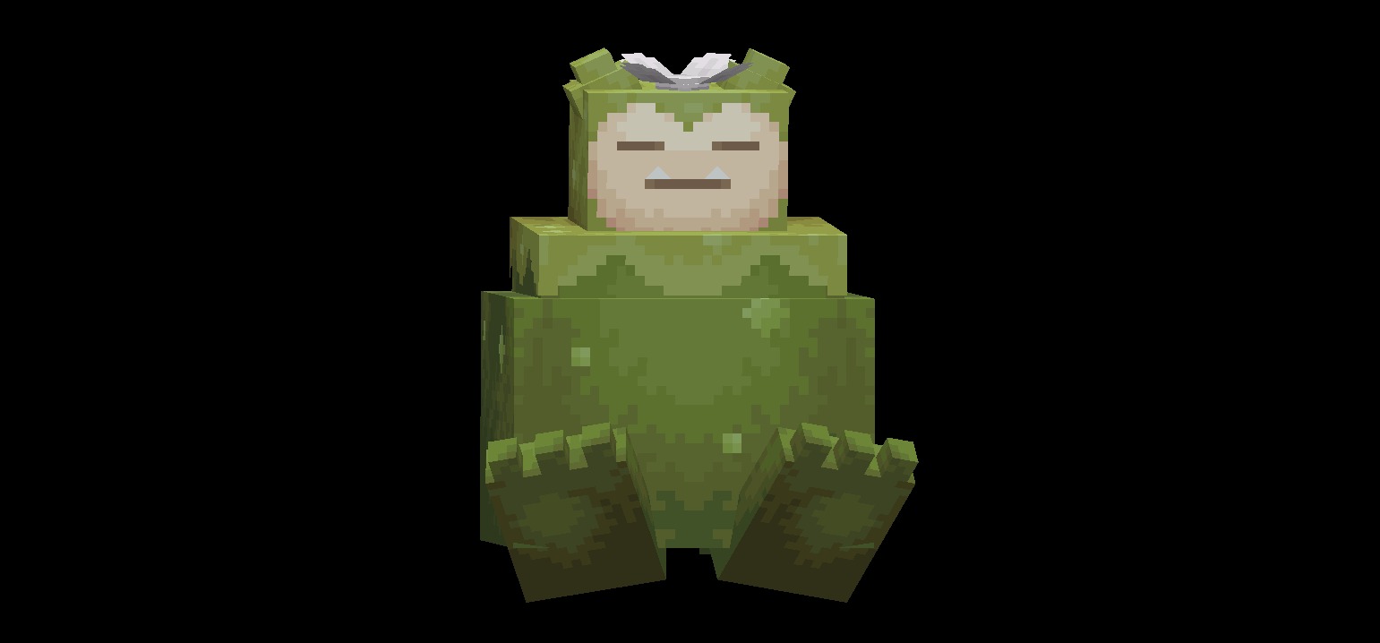 Pokopia Cosmetic Forms Data Pack (1.21.1) – Give Items To Pokemon 5 Snorlax transformed into a nature themed mosslax sitting down in minecraft