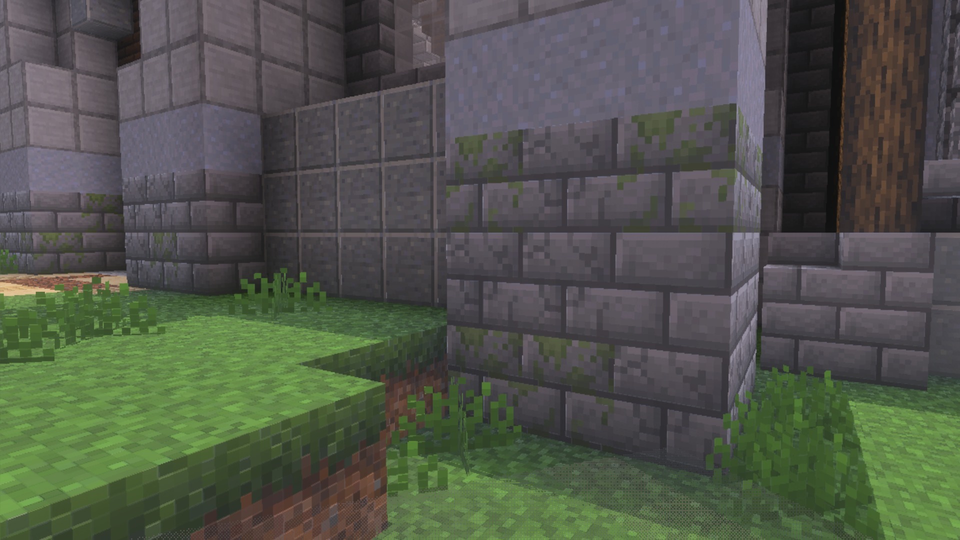 Prizmartx Pbr Rtx Lumenrtx Texture Pack (1.21, 1.20) – Stunning Visual Overhaul 4 Detailed pbr textures on mossy stone bricks and green grass blocks