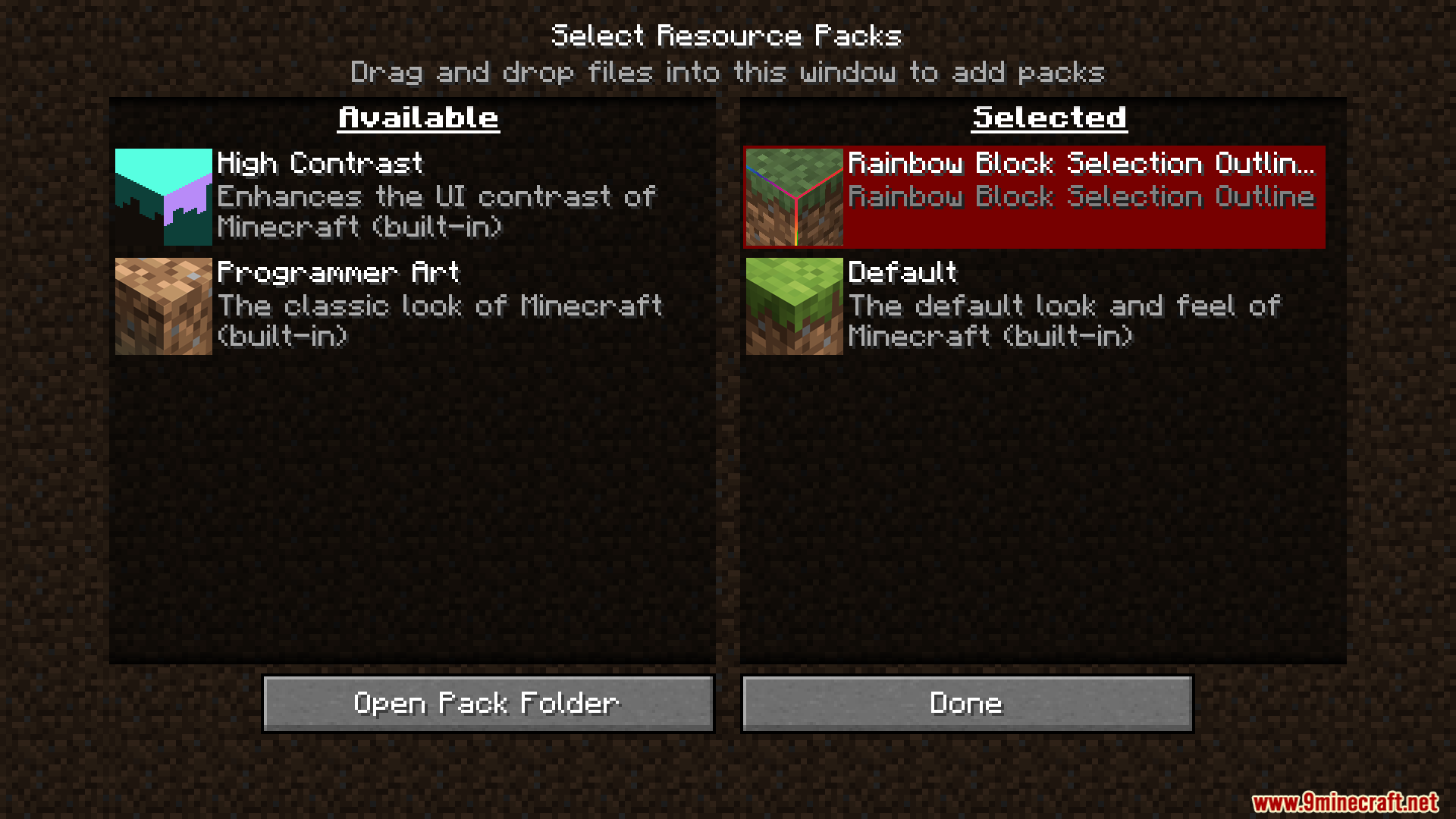 Rainbow Block Selection Outline Resource Pack (26.2, 1.20.1) – Texture Pack 2 Rainbow block selection outline resource pack screenshots 01