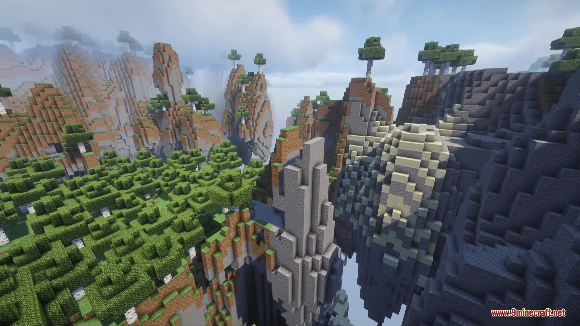 Sky Archipelago Mod (1.21.1) – Generate Custom Floating Island Survival Worlds 5 Lush forest biomes generating on massive floating islands in minecraft
