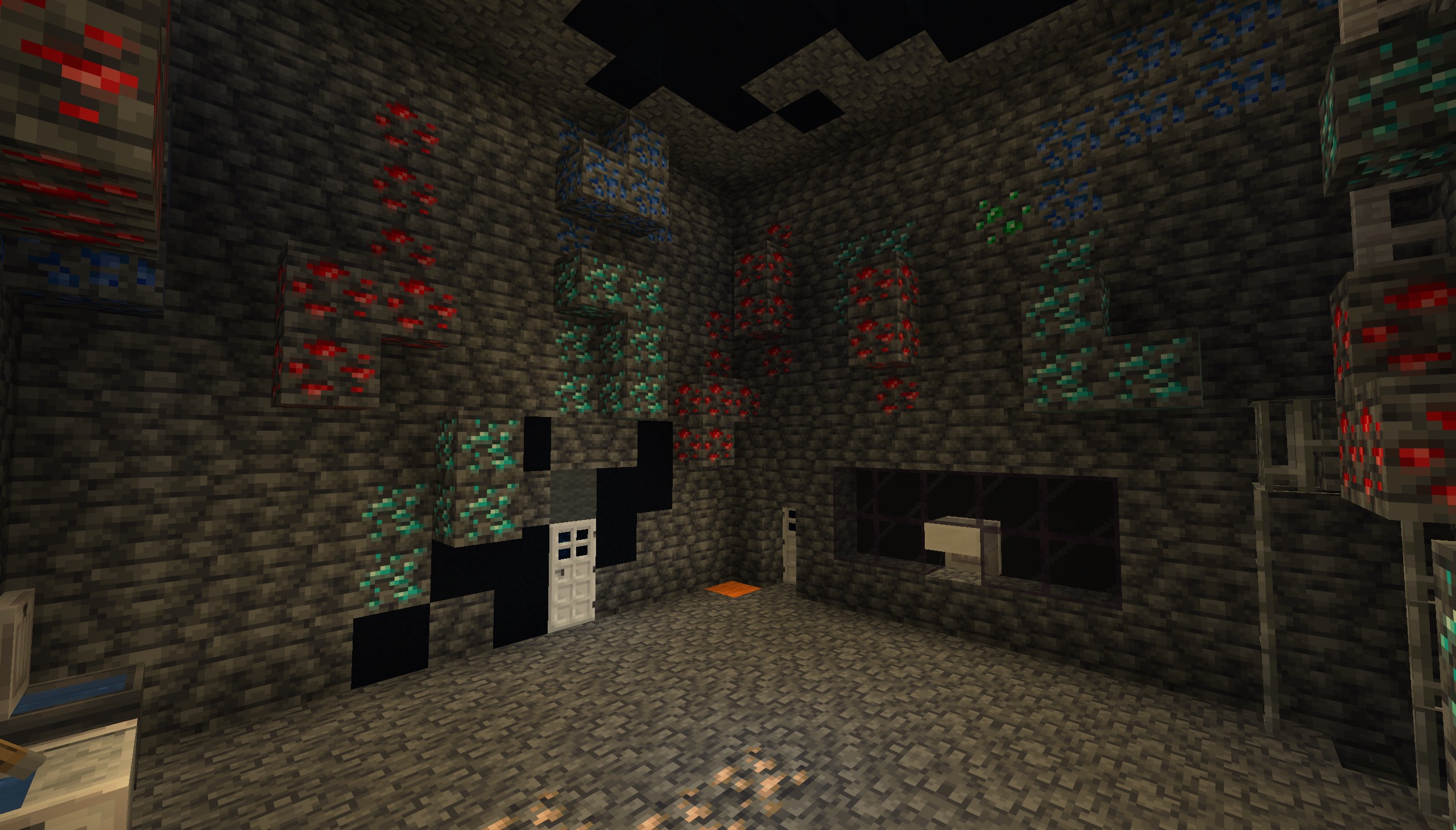 Solitary Map(26.2, 1.20.1) – Survive The Shifting Puzzles Of A White Room 10 A dark deepslate room with various ores in the solitary map