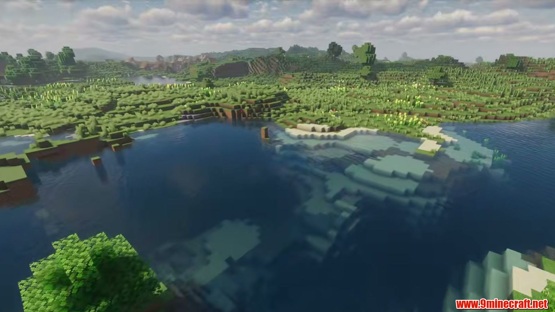 Top 13 Flat Land Seeds Perfect For Building In Minecraft (26.2, 1.21.11) – Java Edition 7 Calm lakes cutting the flat terrain