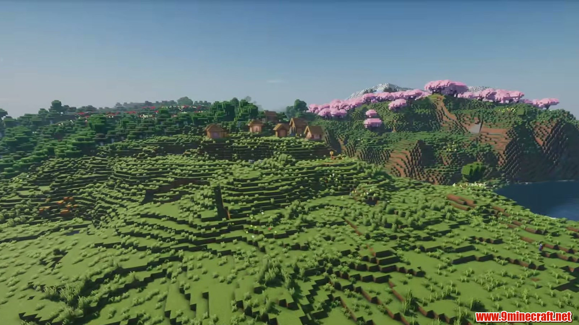 Top 13 Flat Land Seeds Perfect For Building In Minecraft (26.2, 1.21.11) – Java Edition 11 Cherry blossoms over the flat village land