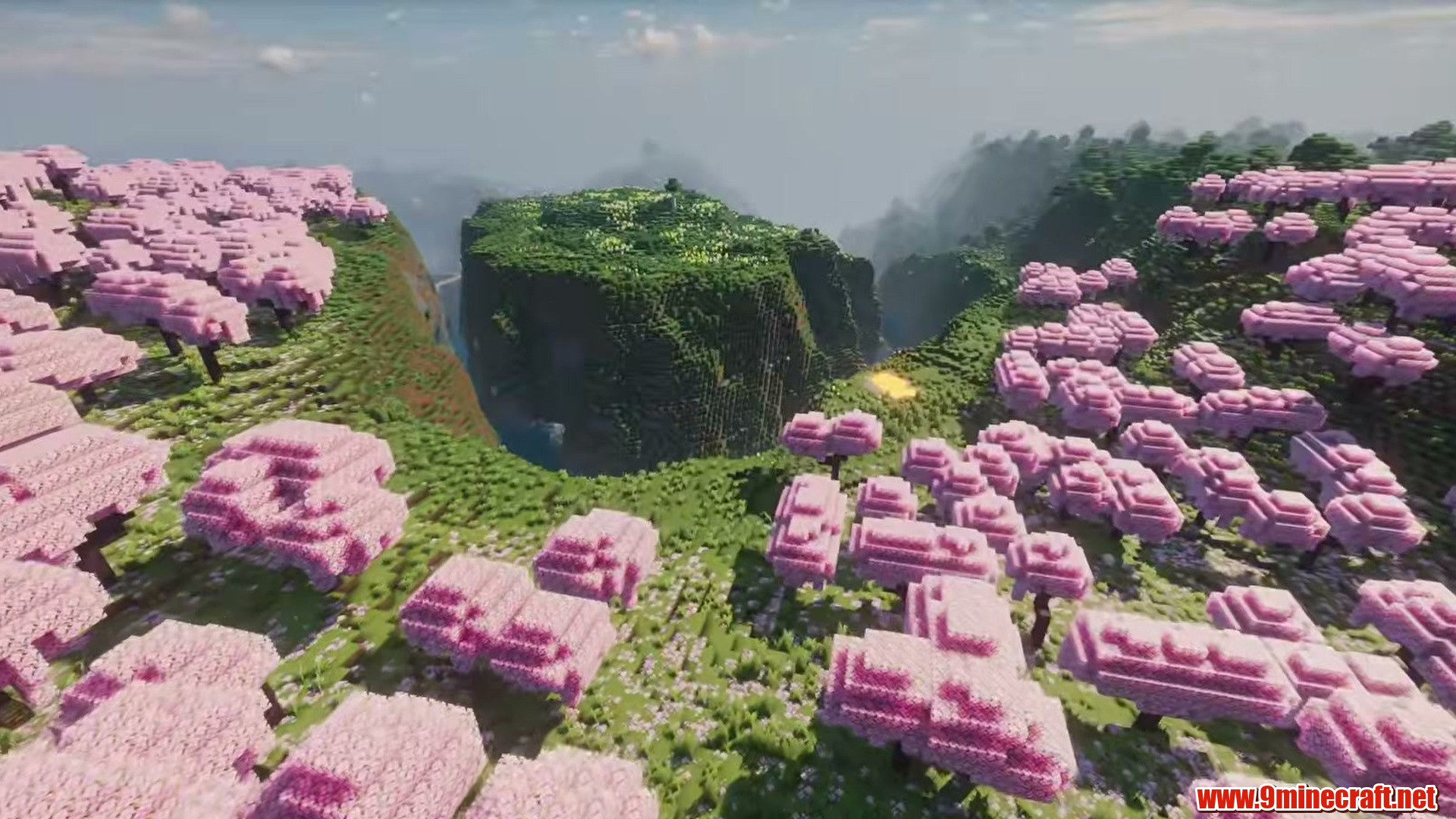 Top 13 Flat Land Seeds Perfect For Building In Minecraft (26.2, 1.21.11) – Java Edition 17 Pink canopy over level ground