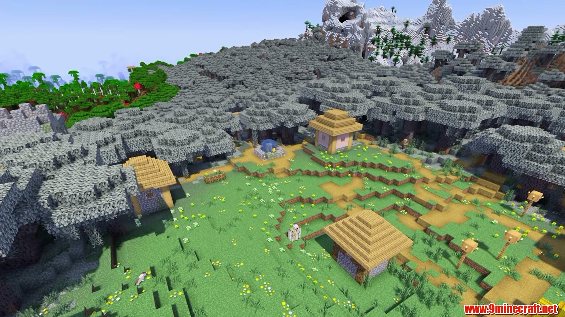 Top 15 Village Seeds For Your Next Minecraft World (26.2, 1.21.11) – Java Edition 12 Grey pale garden canopy over the village