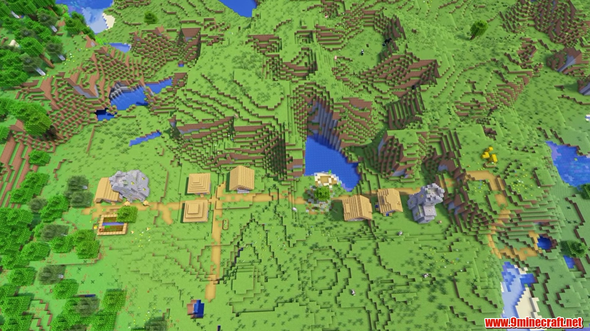 Top 15 Village Seeds For Your Next Minecraft World (26.2, 1.21.11) – Java Edition 26 One-road village layout from above