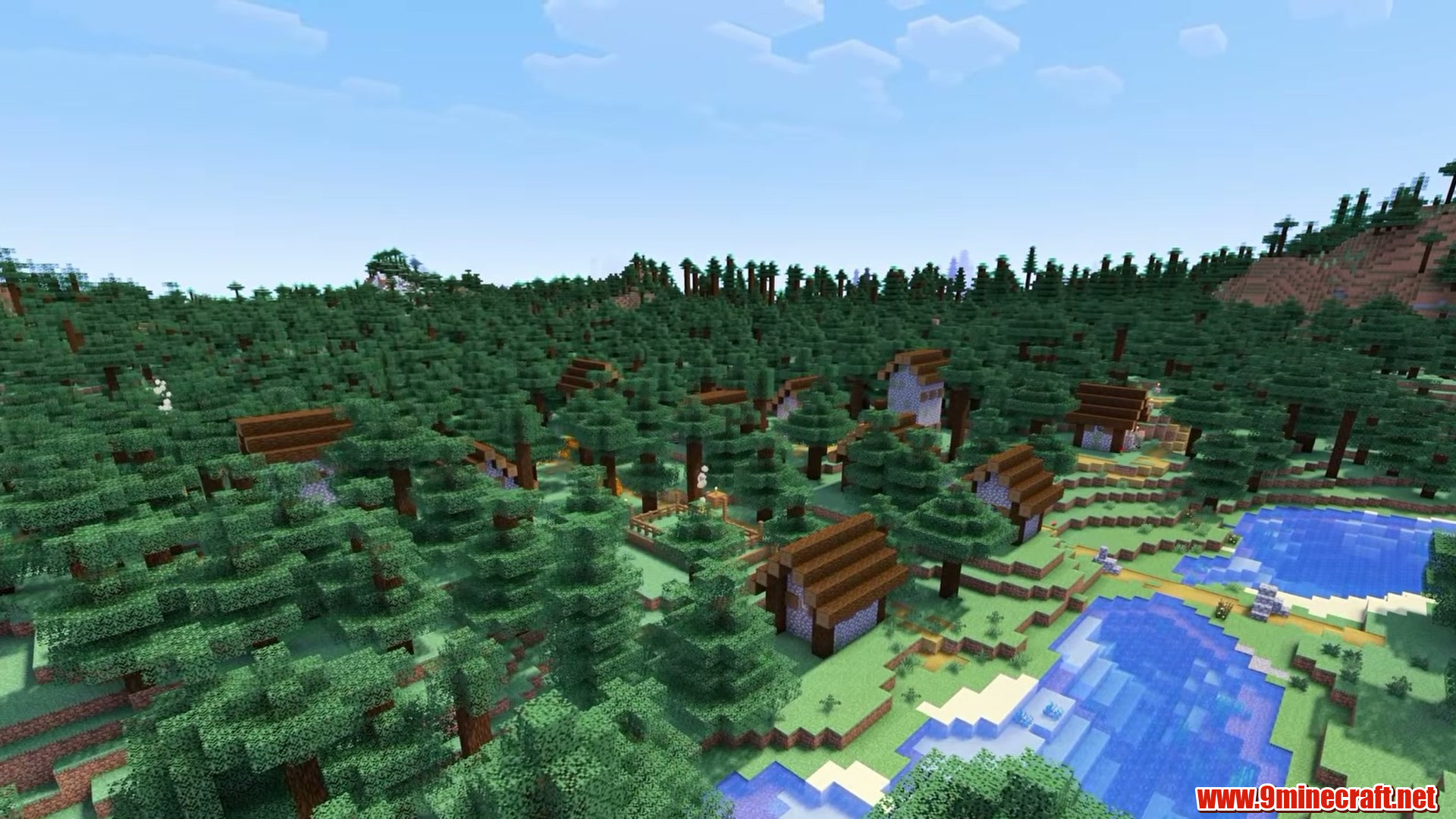 Top 15 Village Seeds For Your Next Minecraft World (26.2, 1.21.11) – Java Edition 28 Forest village rooftops between the trees