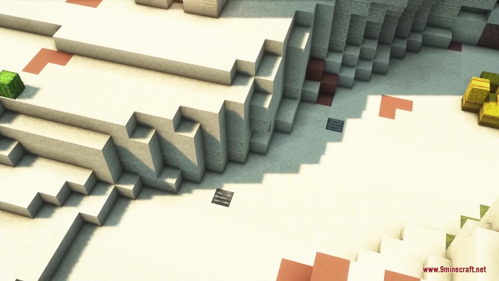 Small sewer entrances hidden on the ground of a sunny desert biome