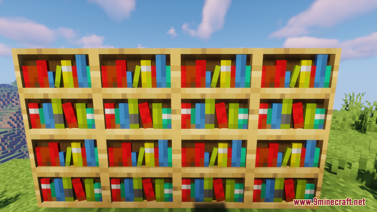 Vanilla 3d extension resource pack adds depth to standard minecraft bookshelf blocks